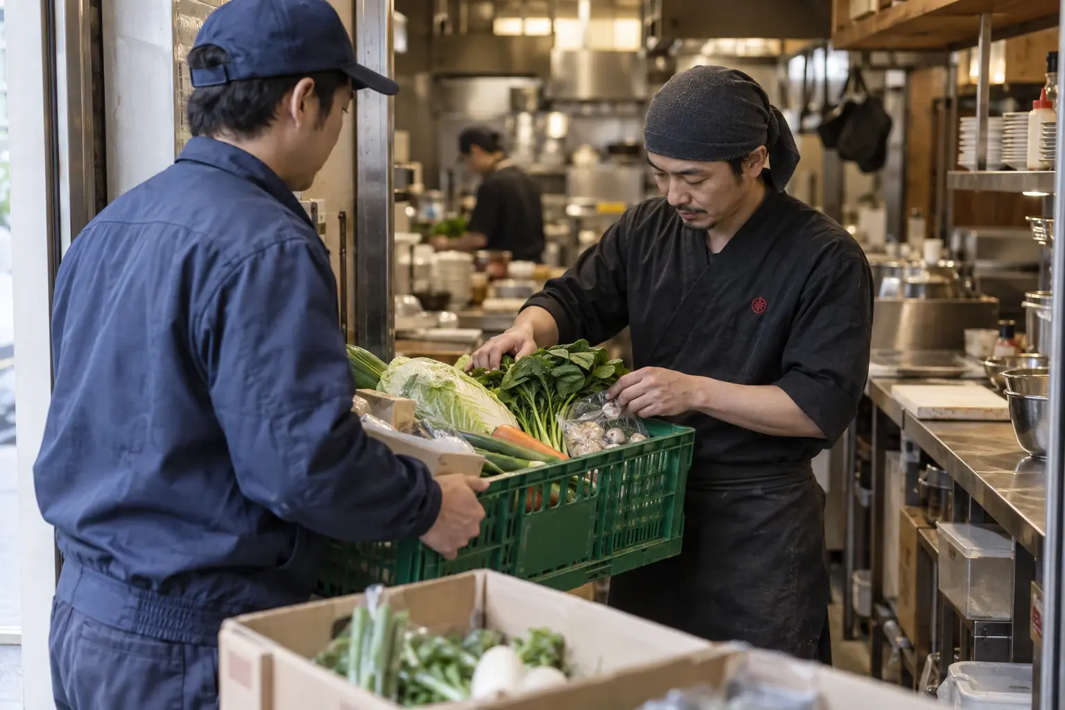 Image of ingredients being received in a kitchen