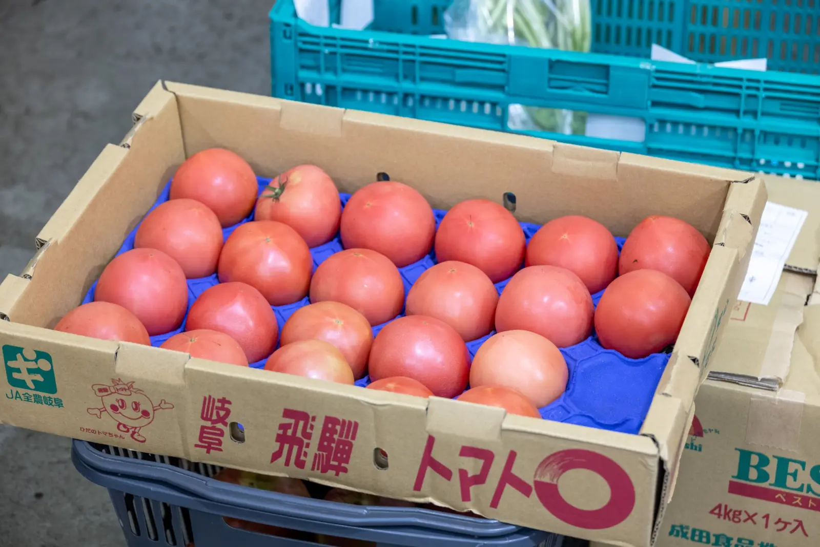 箱に並ぶトマト